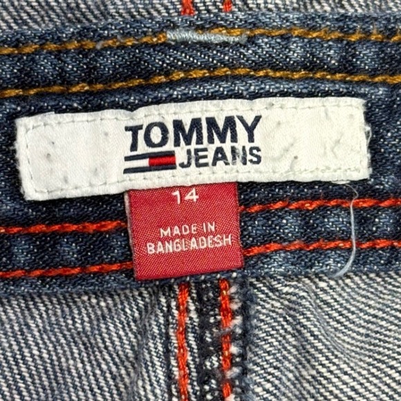 Tommy Jeans Denim Overalls Juniors Size 14 Adjustable Logo Straps Blue - Picture 4 of 12